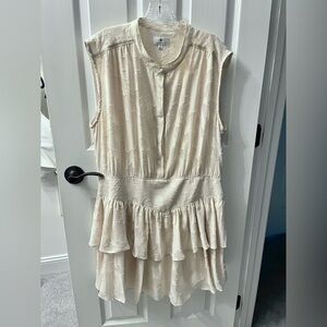 Socialite Cream Textured Ruffle Chiffon Dress
